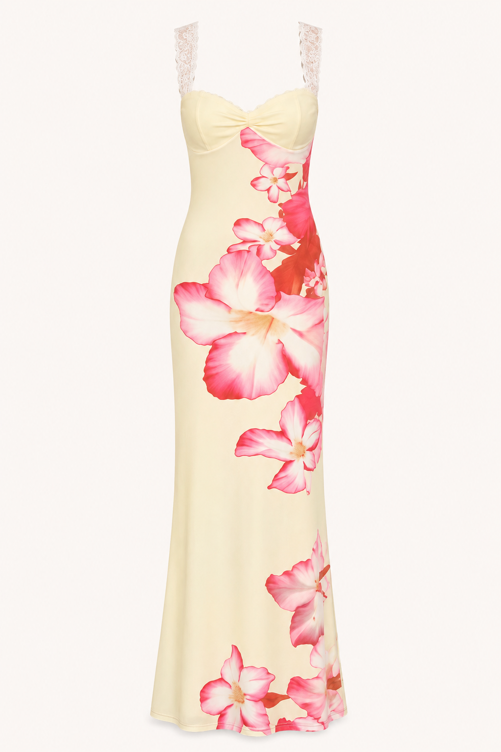 Robe longue à fleurs pour femme, épaules dénudées - Hanny