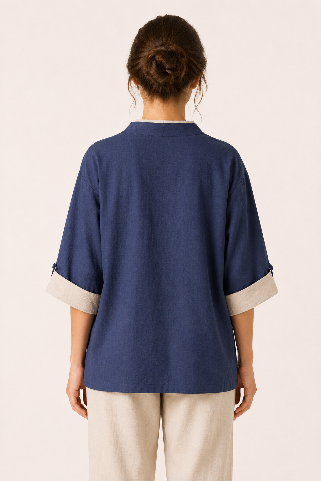 Chemisier kimono croisé passepoils femme élégant - Frida