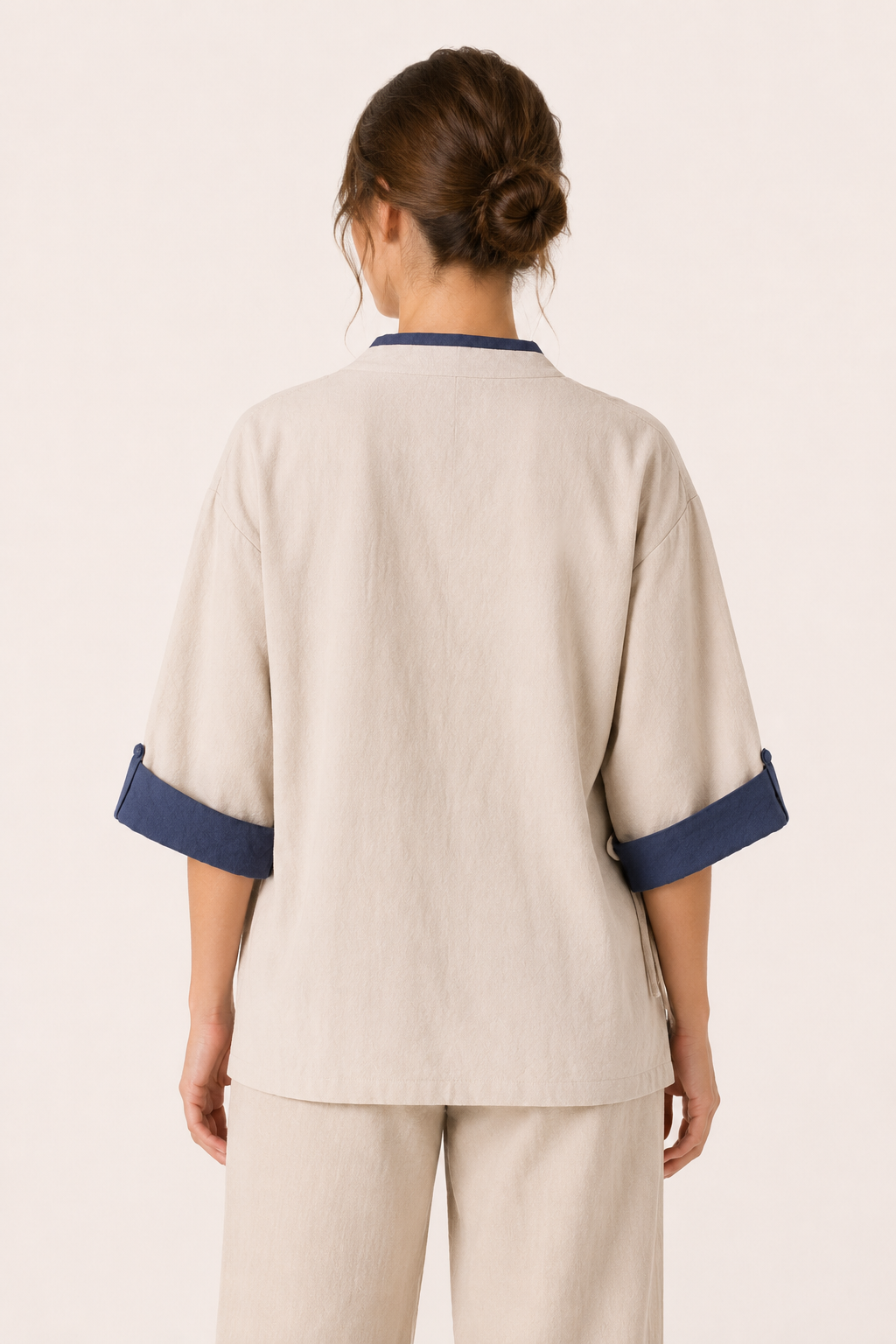 Chemisier kimono croisé passepoils femme élégant - Frida