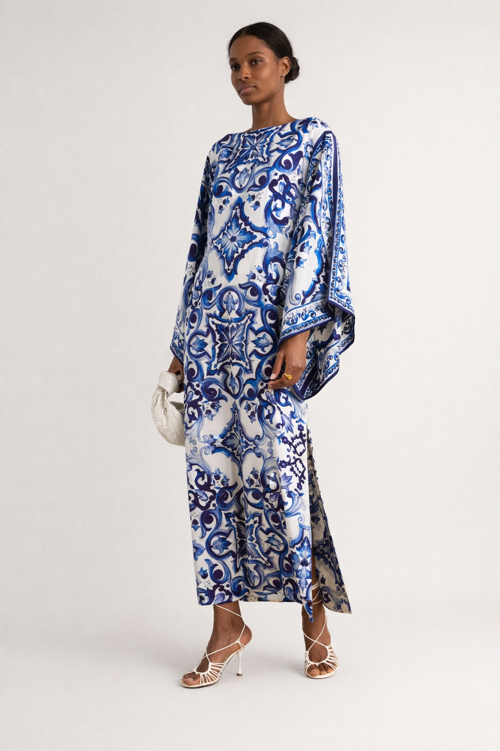 Robe longue tunique ample manches larges imprimé artistique - Camila
