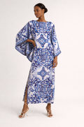 Robe longue tunique ample manches larges imprimé artistique - Camila