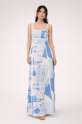 Robe longue femme dentelle et bretelles fines imprimée - Isabella