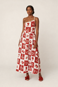 Robe longue asymétrique une épaule ornements floraux femme - Savine