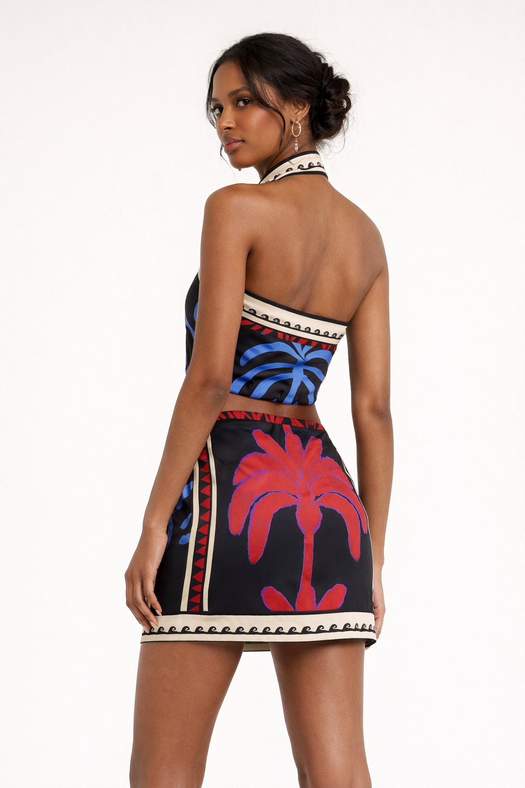 Mini robe dos ouvert style bohème imprimée femme - Alba