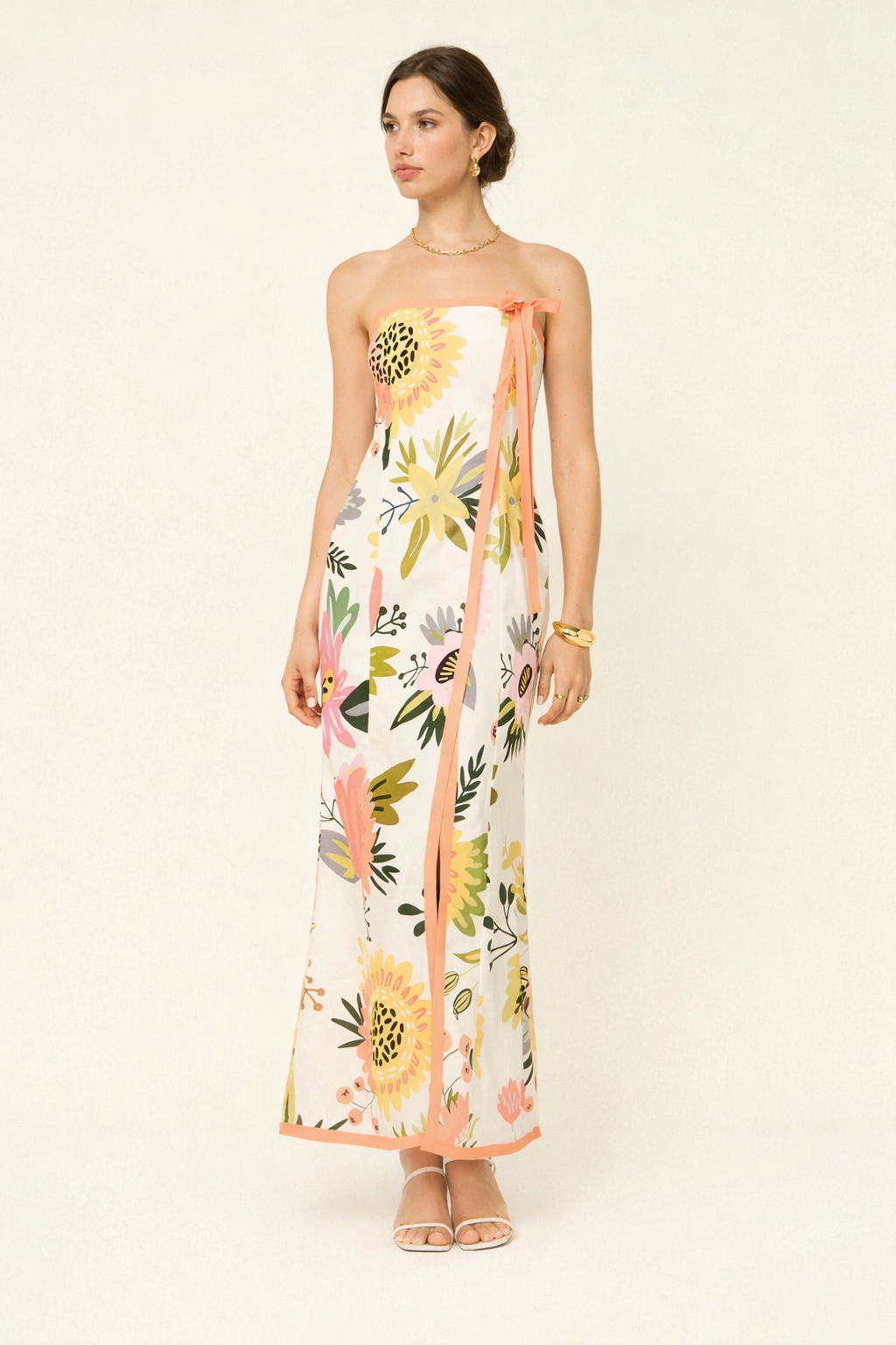 Robe longue femme imprimée avec ouverture sur le côté - Camila
