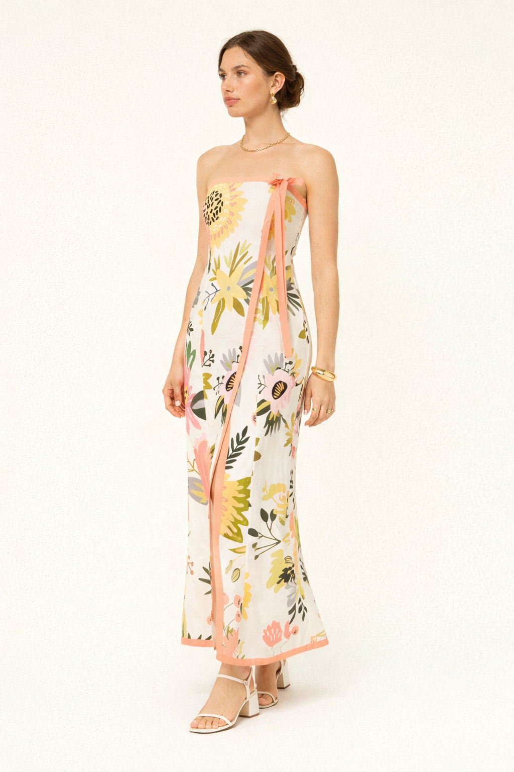 Robe longue femme imprimée avec ouverture sur le côté - Camila