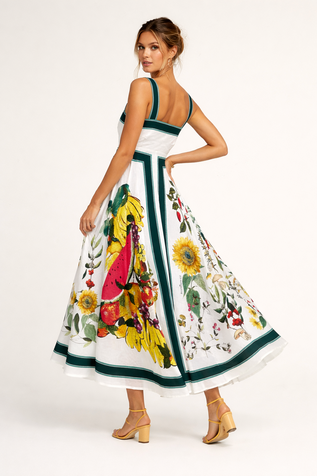 Robe longue femme larges bretelles motif floral vif - Nereyda