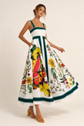 Robe longue femme larges bretelles motif floral vif - Nereyda