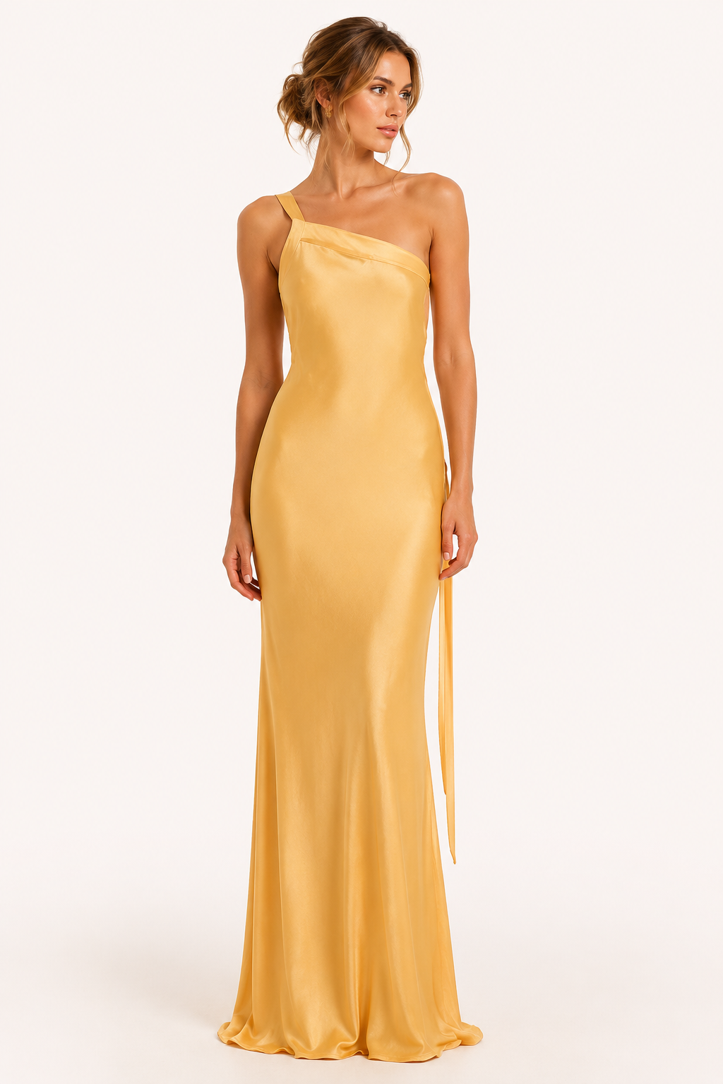 Robe longue une épaule coupe sirène mariage remise de diplômes soirée - Annelie