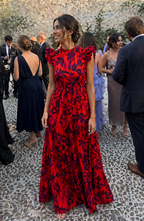 Robe longue florale manches courtes à volants été vacances et sorties - Camila