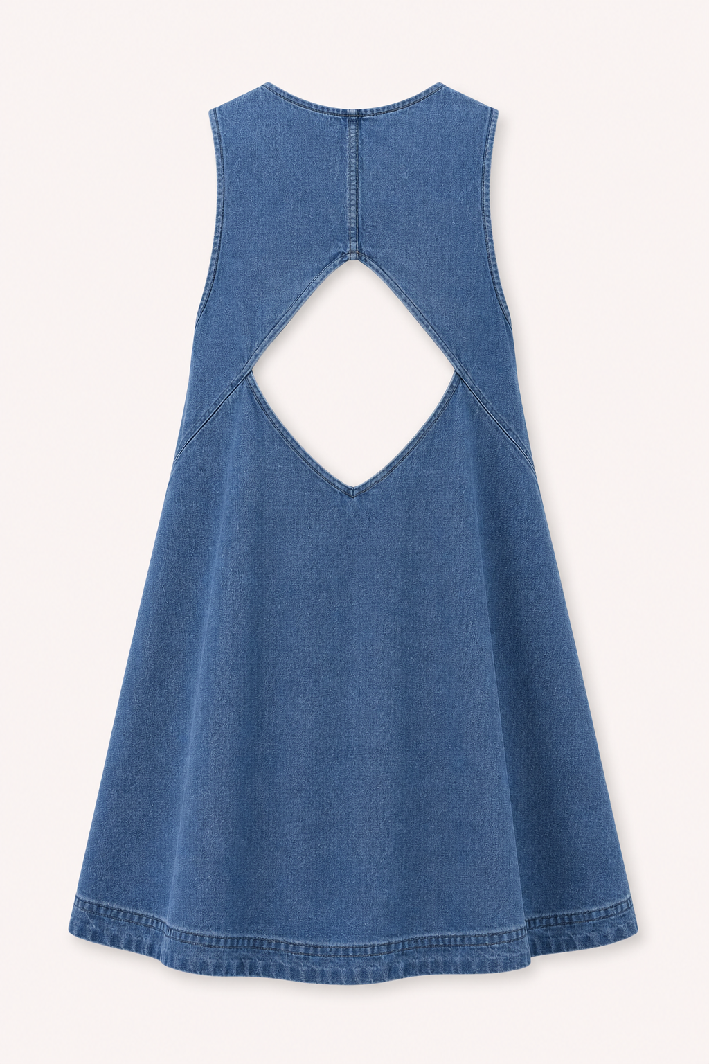 Robe courte denim col rond évasée sans manches légère été et quotidien - Elske