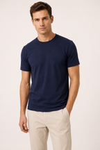 T-shirt homme à manches courtes, coupe ajustée et col rond - Lukas