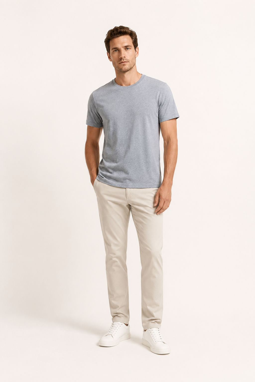 T-shirt homme à manches courtes, coupe ajustée et col rond - Lukas