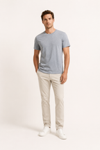 T-shirt homme à manches courtes, coupe ajustée et col rond - Lukas
