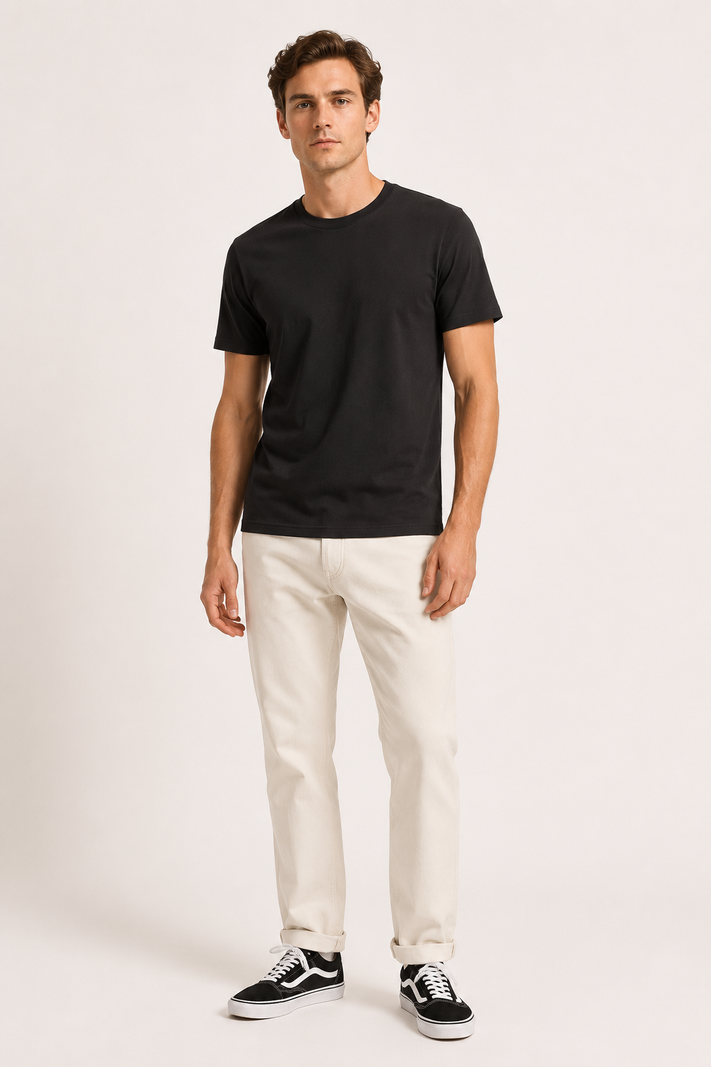 T-shirt homme à manches courtes, coupe ajustée et col rond - Lukas