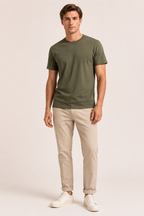 T-shirt homme à manches courtes, coupe ajustée et col rond - Lukas