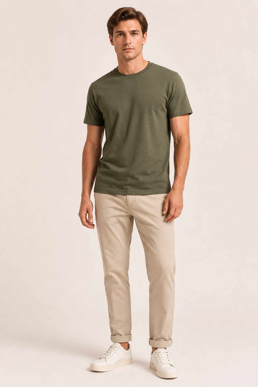 T-shirt homme à manches courtes, coupe ajustée et col rond - Lukas
