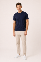 T-shirt homme à manches courtes, coupe ajustée et col rond - Lukas