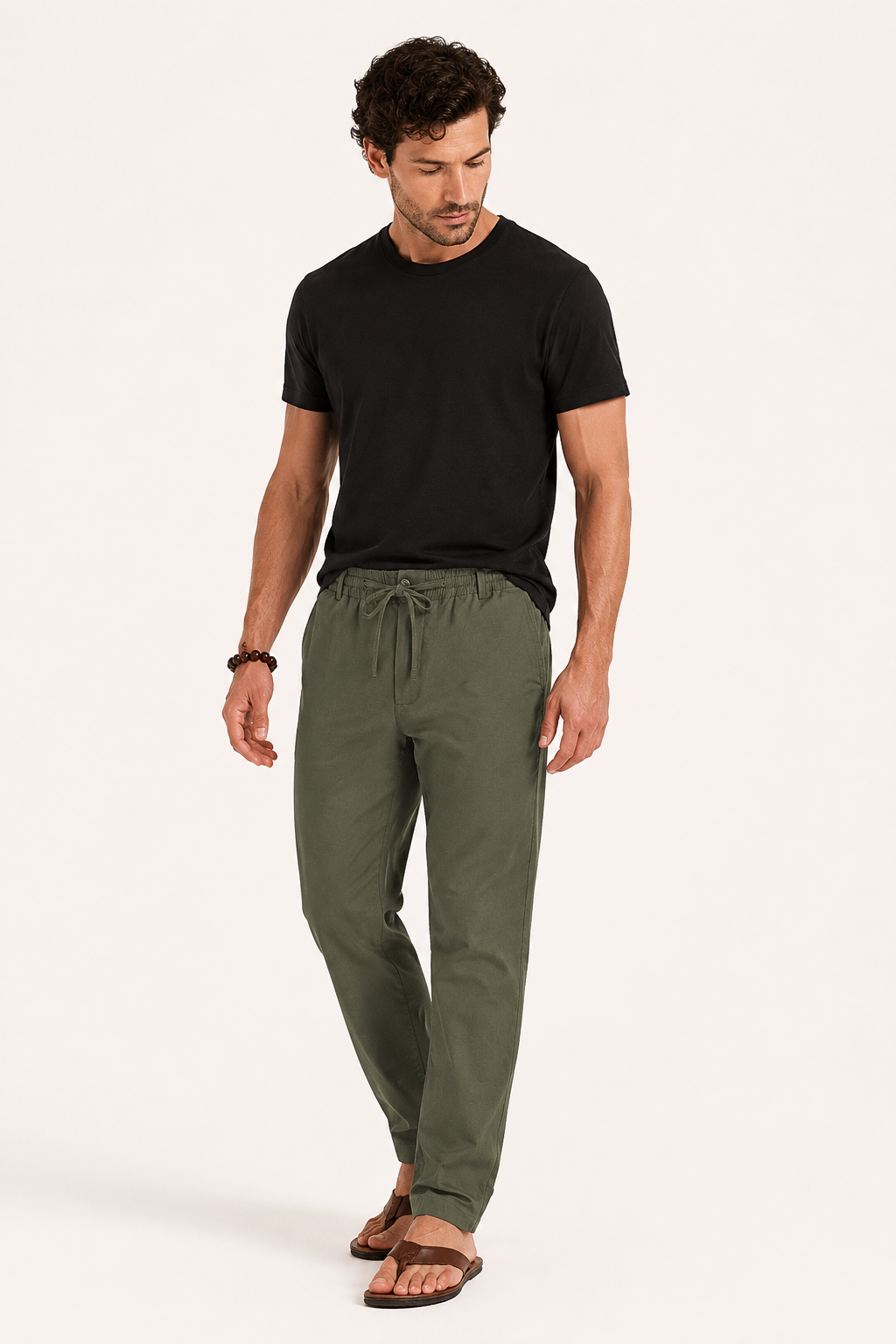 Pantalon décontracté pour homme, coupe droite et taille élastiquée - Kaspar