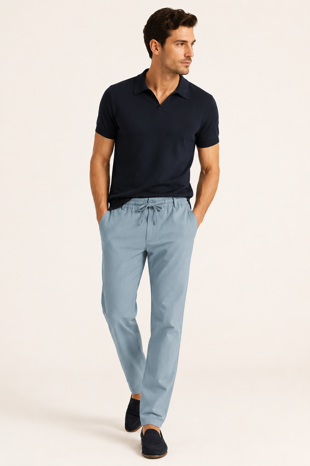 Pantalon décontracté pour homme, coupe droite et taille élastiquée - Kaspar