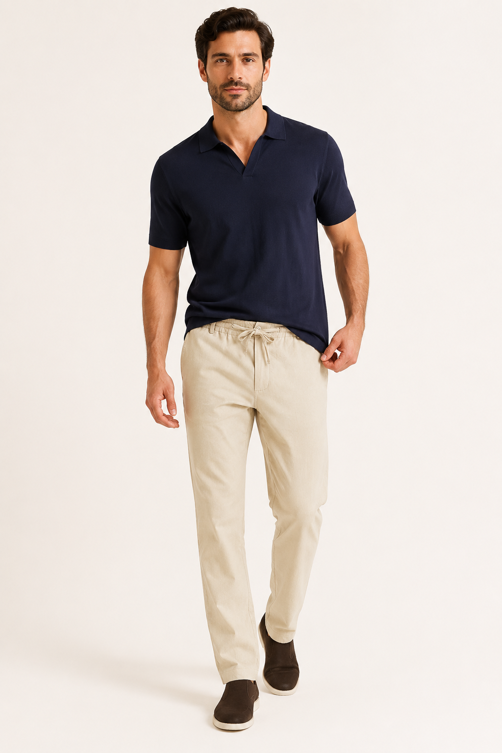 Pantalon décontracté pour homme, coupe droite et taille élastiquée - Kaspar