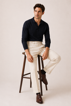 Pantalon de ville décontracté pour homme, coupe ample, jambes droites et deux pinces - Ewald