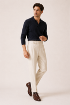 Pantalon de ville décontracté pour homme, coupe ample, jambes droites et deux pinces - Ewald