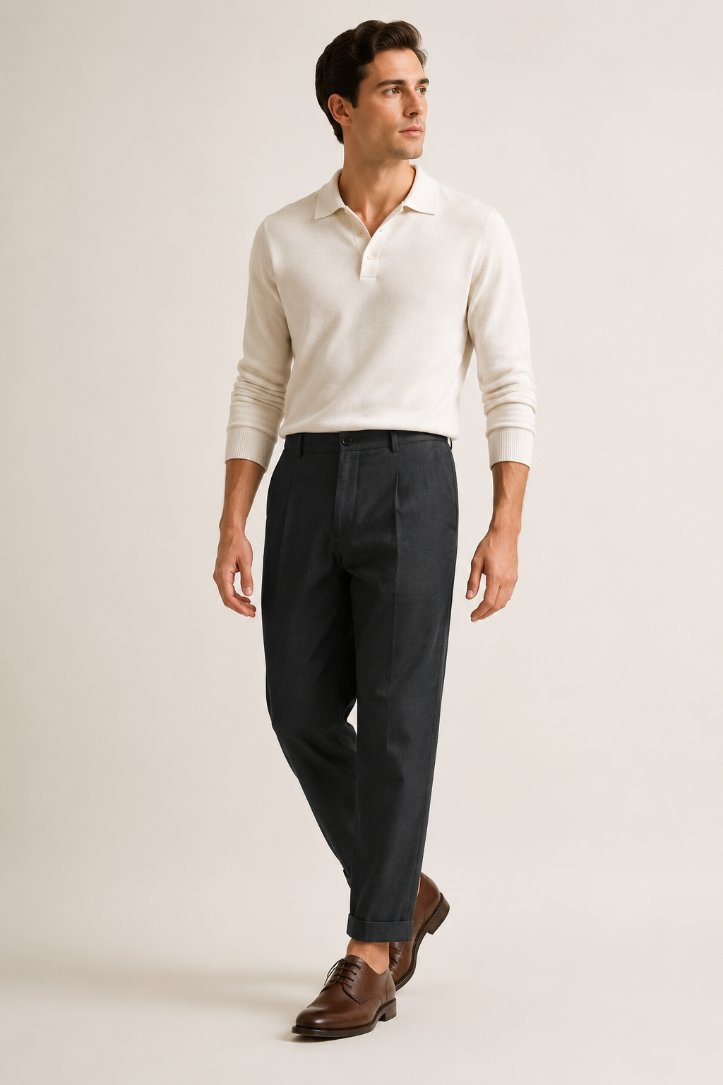 Pantalon en lin pour homme, à pinces et coupe droite jusqu'à la cheville - Günther