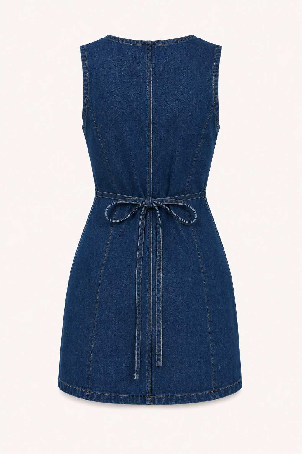 Robe courte denim décolleté en V boutonnée coutures verticales féminine moderne - Ilse