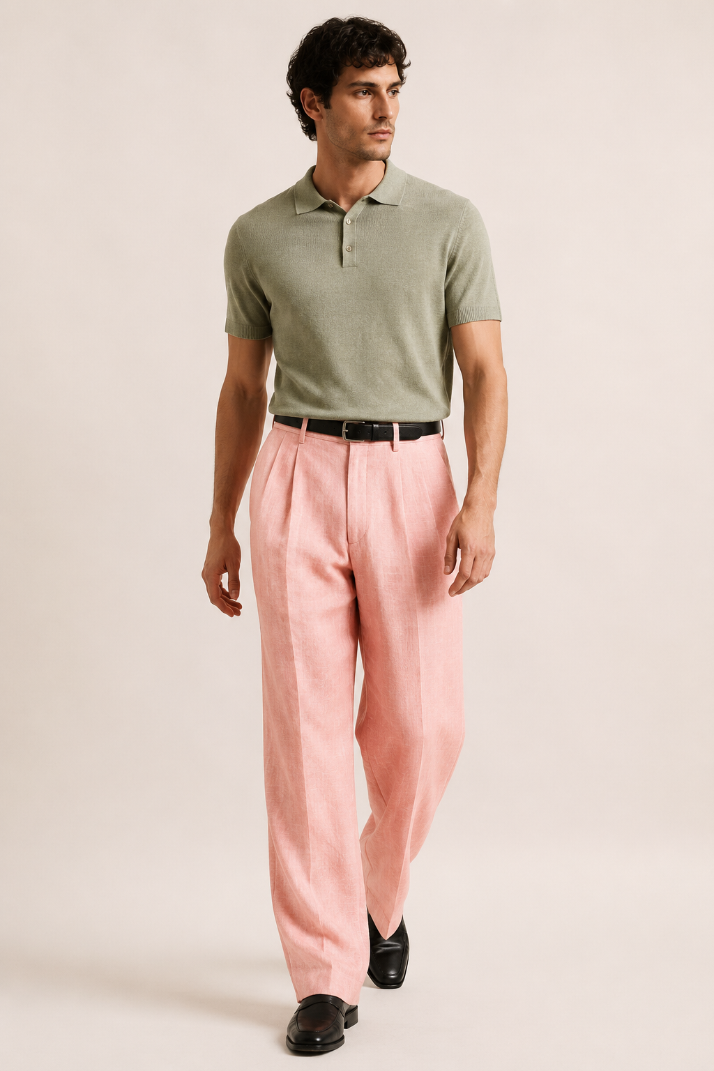 Pantalon en lin pour homme à double pince et coupe droite - Albrecht
