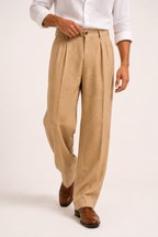 Pantalon en lin pour homme à double pince et coupe droite - Albrecht
