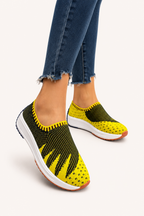 Chaussures en tricot pour femme, style slip-on, à semelle épaisse - Jutta