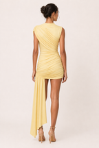 Robe courte élégante épaules dénudées drapé buste froncé drapé latéral soirée et fête - Elisa