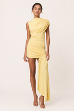 Robe courte élégante épaules dénudées drapé buste froncé drapé latéral soirée et fête - Elisa