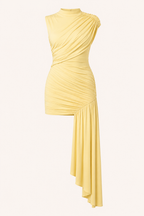 Robe courte élégante épaules dénudées drapé buste froncé drapé latéral soirée et fête - Elisa