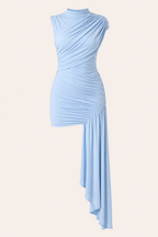 Robe courte élégante épaules dénudées drapé buste froncé drapé latéral soirée et fête - Elisa