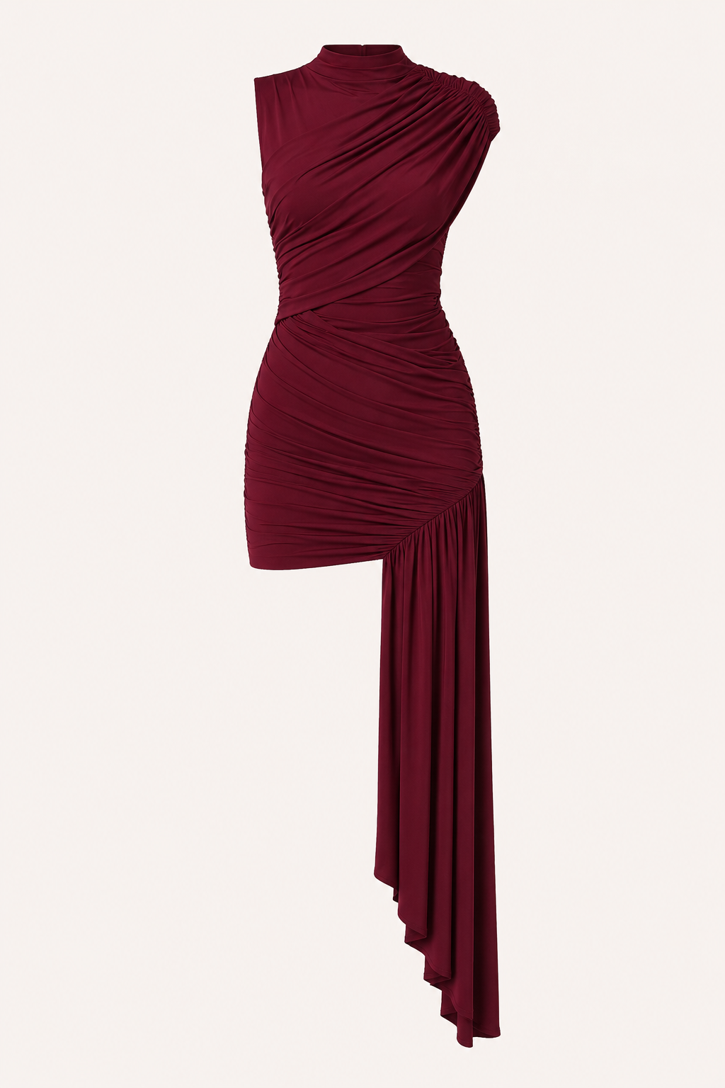 Robe courte élégante épaules dénudées drapé buste froncé drapé latéral soirée et fête - Elisa