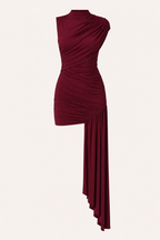 Robe courte élégante épaules dénudées drapé buste froncé drapé latéral soirée et fête - Elisa