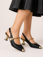 Chaussures femme talon bas bride cou-de-pied bout contrasté élégantes - Loaiza