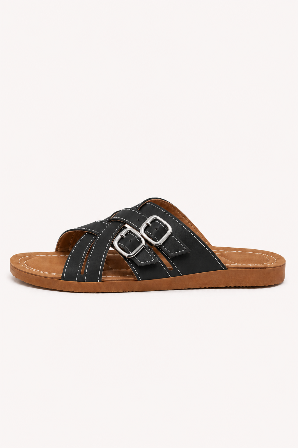 Sandales à semelle compensée pour femme, à bout ouvert et à double boucle - Klara