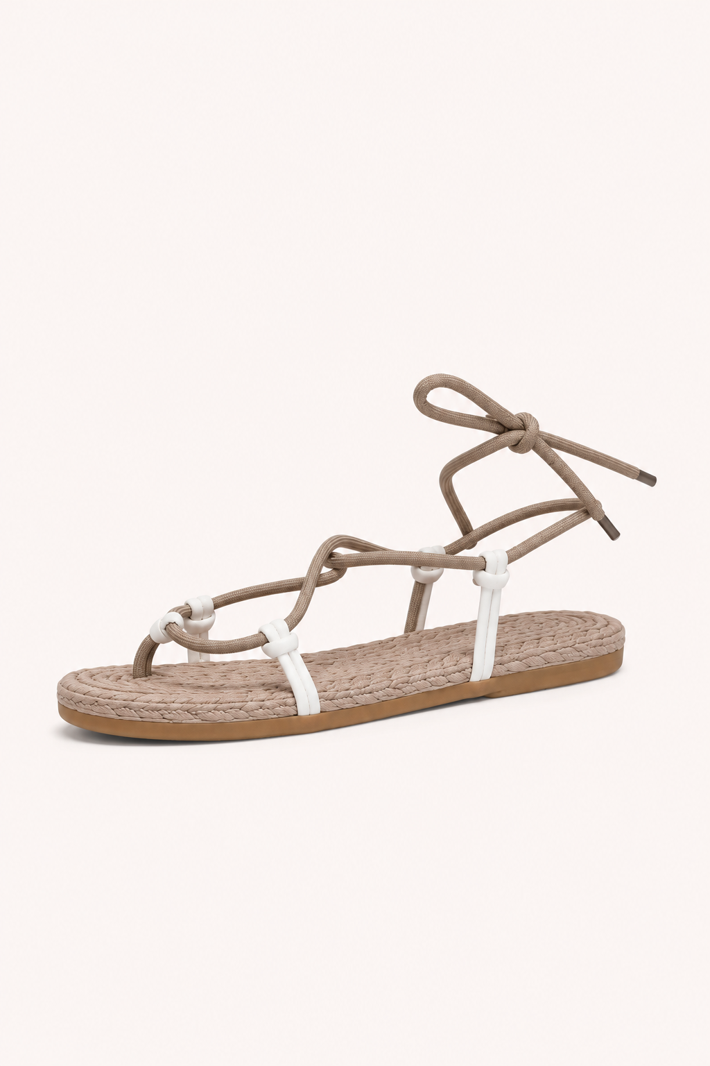 Sandales plates à lacets pour femme, à fines lanières et nouées à la cheville - Leni