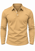 Polo homme manches longues col chemise boutons maille - Breno