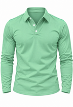 Polo homme manches longues col chemise boutons maille - Breno