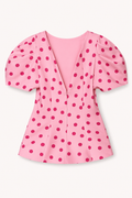 Blouse femme à encolure en V, à pois et à manches bouffantes - Romy