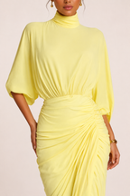 Robe longue mariage col montant volants sophistiquée - Maren