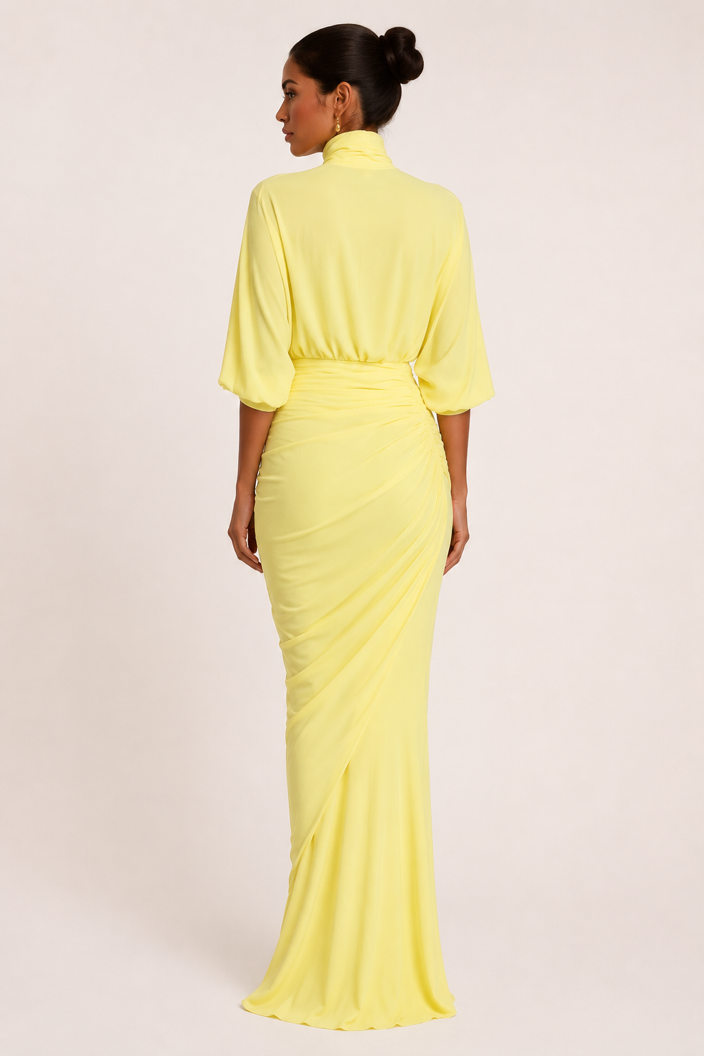 Robe longue mariage col montant volants sophistiquée - Maren