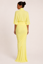 Robe longue mariage col montant volants sophistiquée - Maren