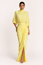 Robe longue mariage col montant volants sophistiquée - Maren