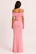 Robe longue pour femmes invitées à un mariage robe élégante à épaules décollées avec ruchés - Nadine