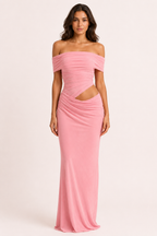 Robe longue pour femmes invitées à un mariage robe élégante à épaules décollées avec ruchés - Nadine
